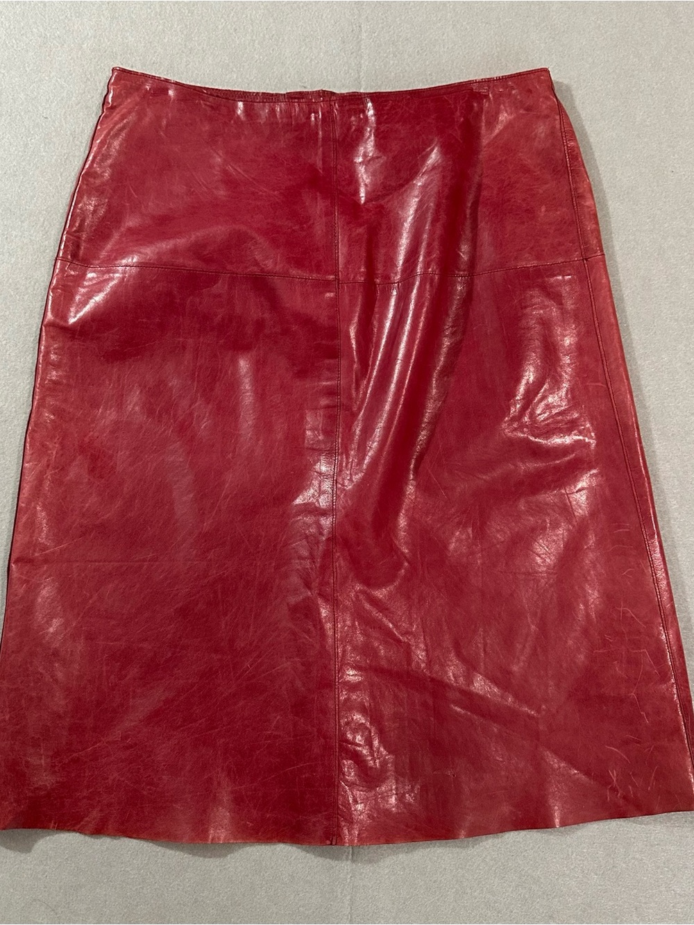 Banana Republic Burgundy Leather A-Line Skirt - Picture 5 of 9